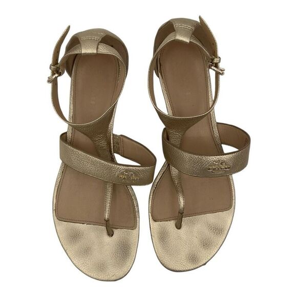 Coach Women's Metallic Low Heel Thong Strap Sandals Gold Size 9B - Picture 2 of 8